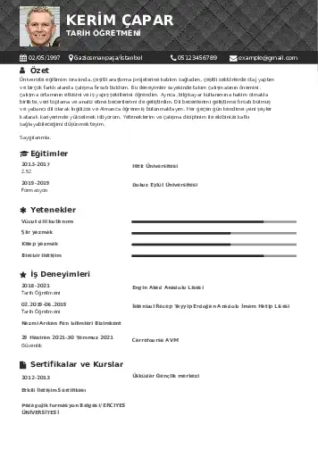 Tarih Öğretmeni Cv Örnekleri cv indir